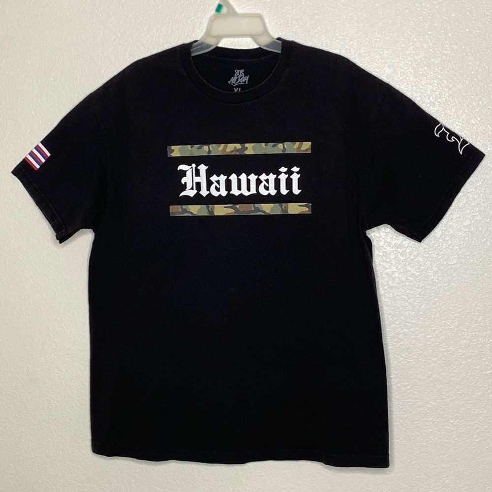 808 All Day Men’s Hawaii Camo Black T Shirt Size XL